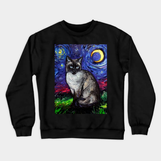 Siamese Night Crewneck Sweatshirt by sagittariusgallery